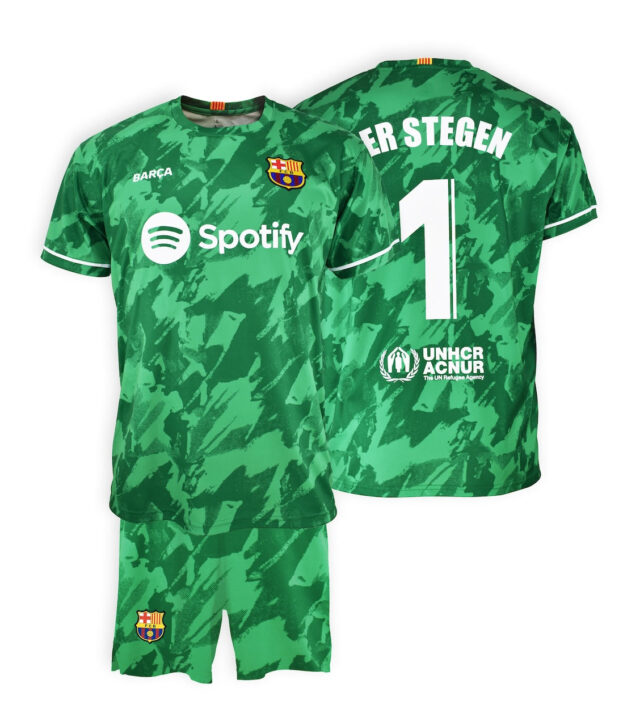 Kit FC Barcelone Junior Gardien Domicile Ter Stegen 2023/24 Replica