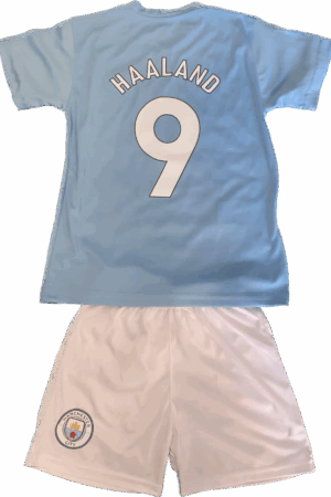 Kit Manchester City Junior 2023/24 Haaland Bleu