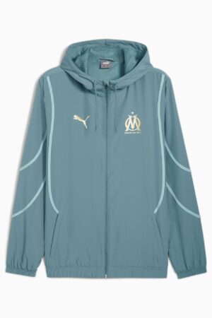 Veste à Capuche OM Pre-match Homme 2024/25 Bleu-Vert