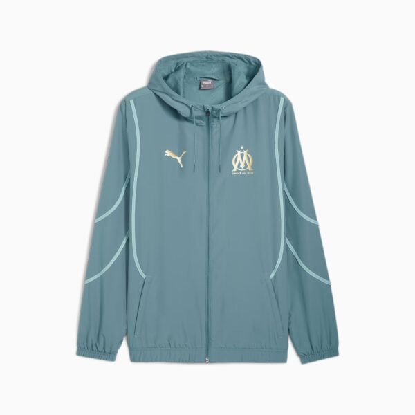 Veste à Capuche OM Pre-match Homme 2024/25 Bleu-Vert