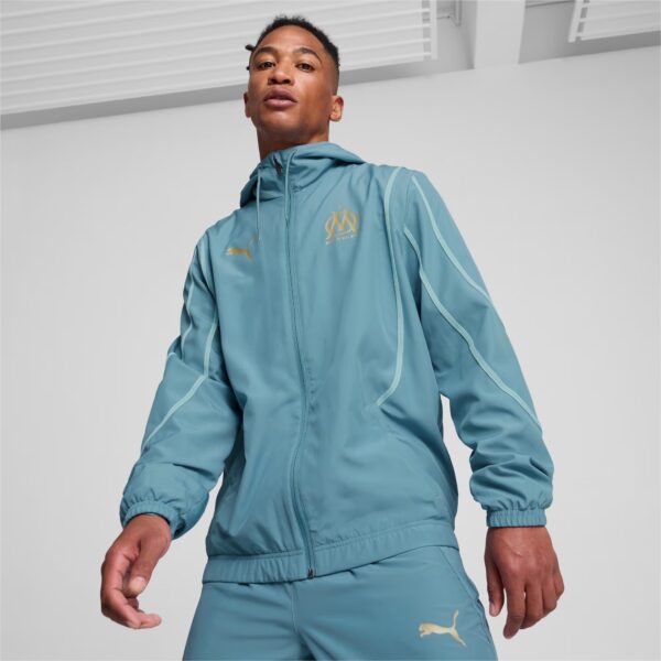 Veste à Capuche OM Pre-match Homme 2024/25 Bleu-Vert - Image 2