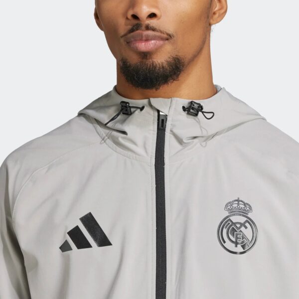 Veste à Capuche Real Madrid Survêtement Woven 2025 Gris - Image 3