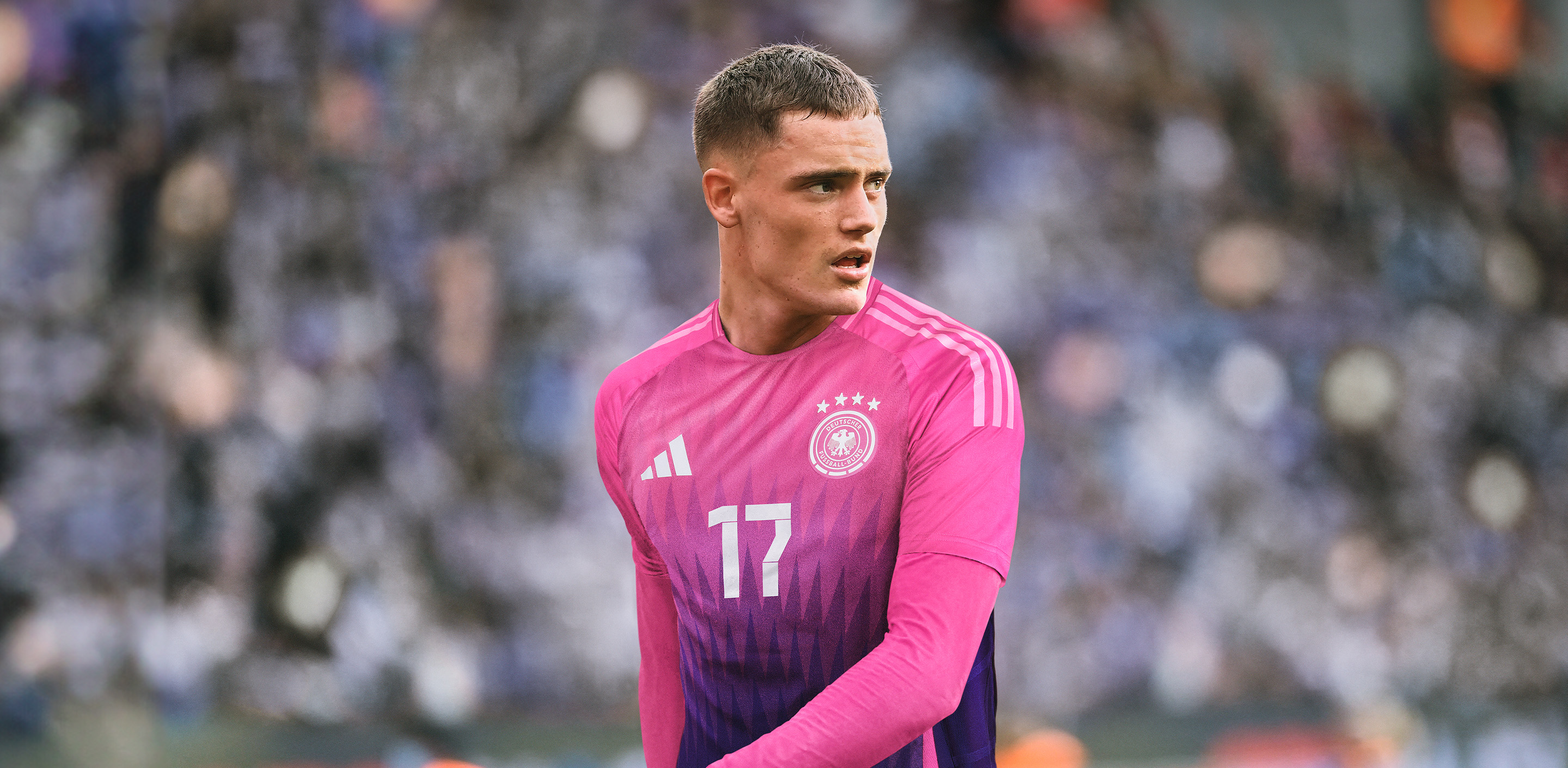 Visual featuring the new Germany EURO 2024™ AWAY worn by a player