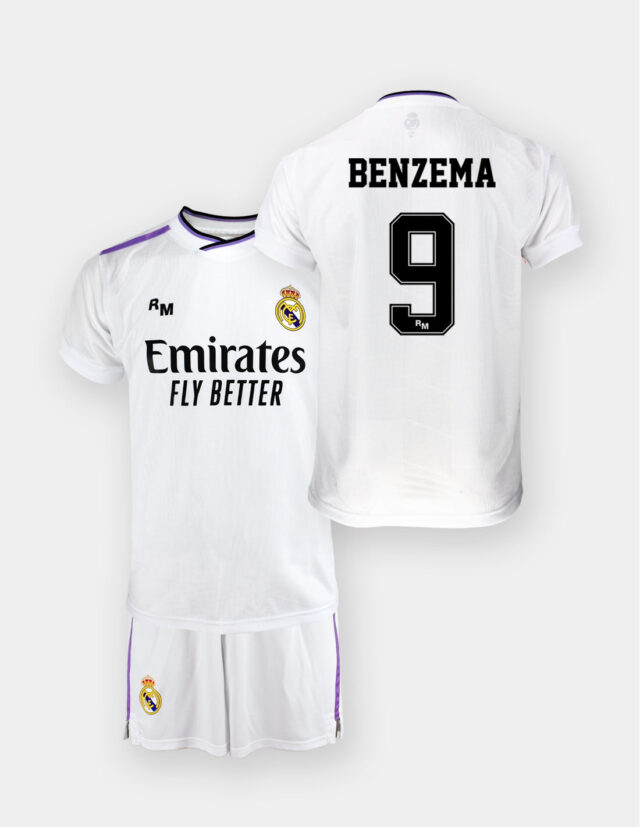 Kit Real Madrid Junior Domicile Benzema 2022/23 Roger's Replica