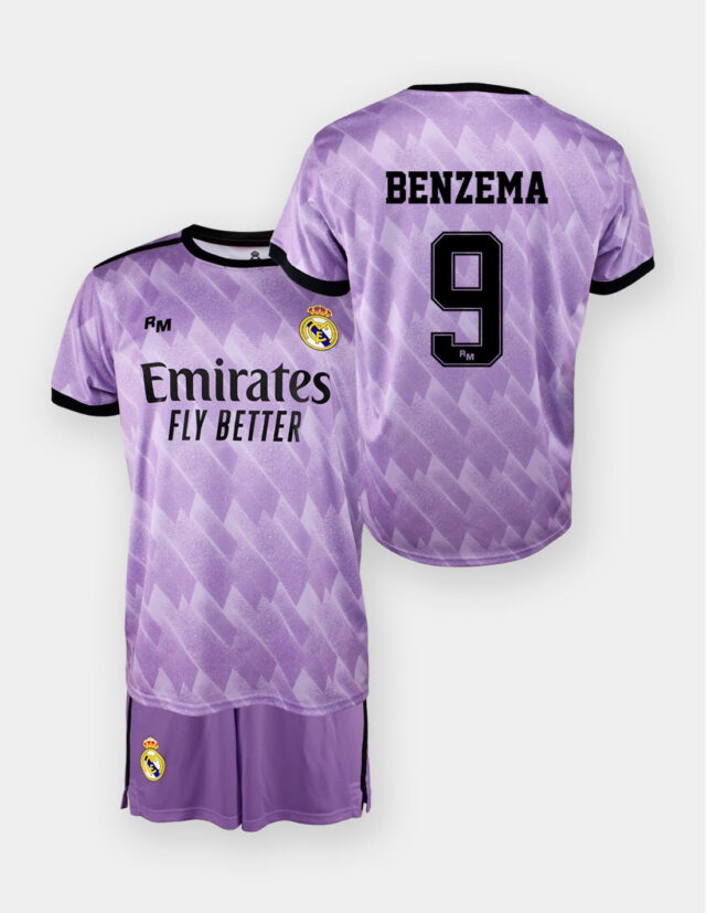 Kit Real Madrid Junior Extérieur Benzema 2022/23 Replica