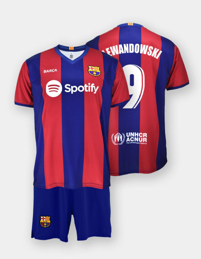 Kit FC Barcelone Domicile Junior Lewandowski 2023/24 Replica